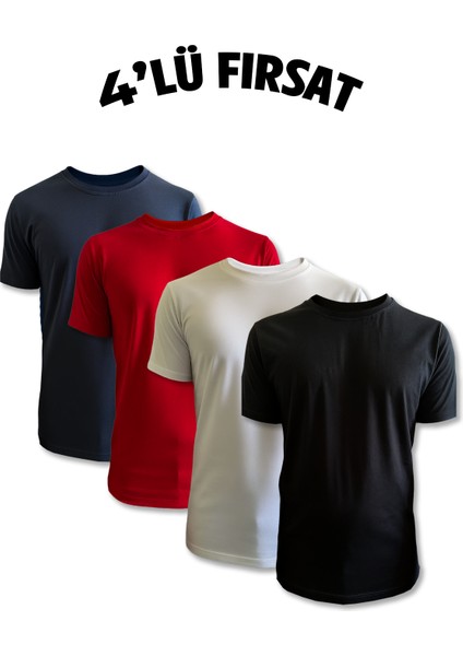 4 Lü Premium Sıfır Yaka Tişört fiyatları