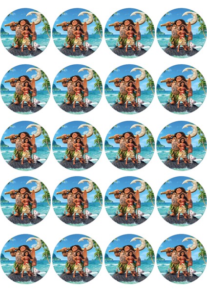 Moana Yenilebilir Yuvarlak Kurabiye Resim Baskı