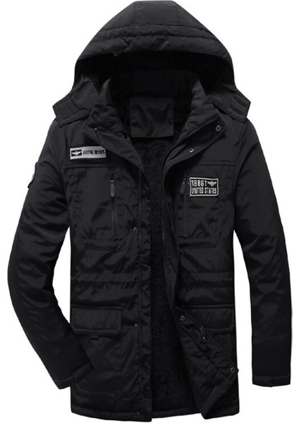 Erkek Kışlık Uzun Tarz Pamuklu Kapüşonlu Mont 001