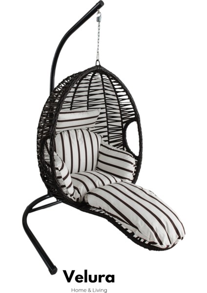 Max Bahçe Salıncağı - Kahve Rattan Zebra Minder