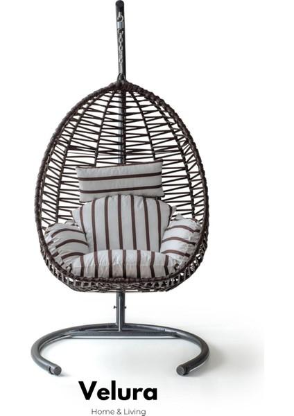 Class Bahçe Salıncağı - Kahve Rattan Zebra Minder