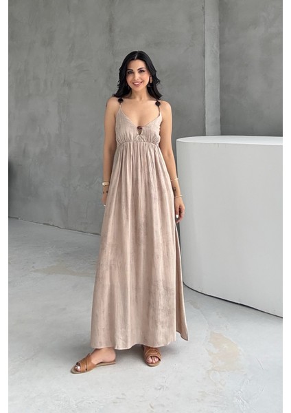 Vizon Boncuk Detaylı Askılı Elbise fırsatları