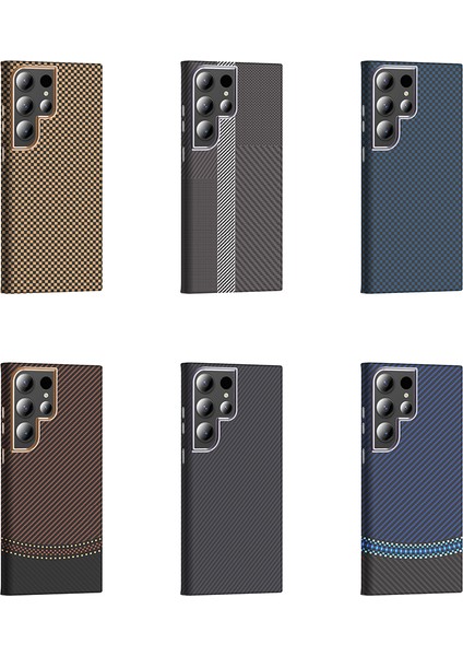 Galaxy S24 Ultra Kılıf M-Safe Şarj Özellikli Karbon Fiber Görünümlü Vlmr Gros Kapak - Desert Titanyu modelleri