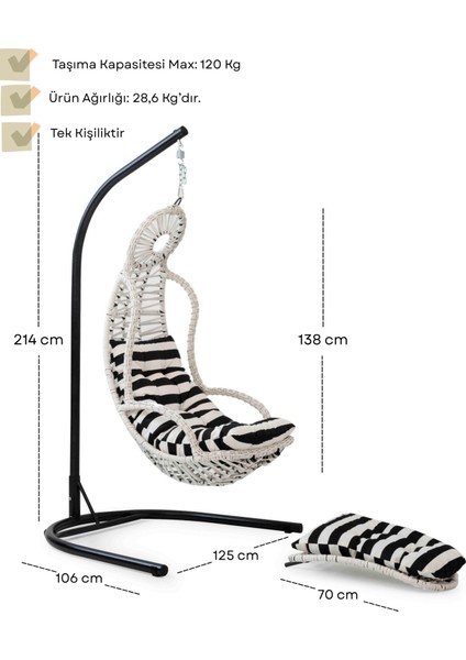Elit Bahçe Salıncağı - Beyaz Rattan Zebra Minder modelleri