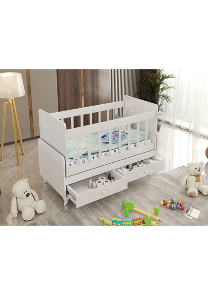 Luna Yatak Hediyeli 60*120 Ölçülerinde Anneyanı Sallanır Iki Çekmeceli Beşik modelleri