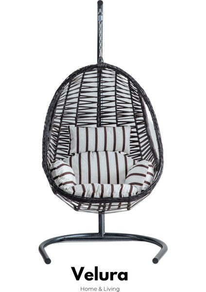 Cosmo Bahçe Salıncağı - Kahve Rattan Zebra Minder