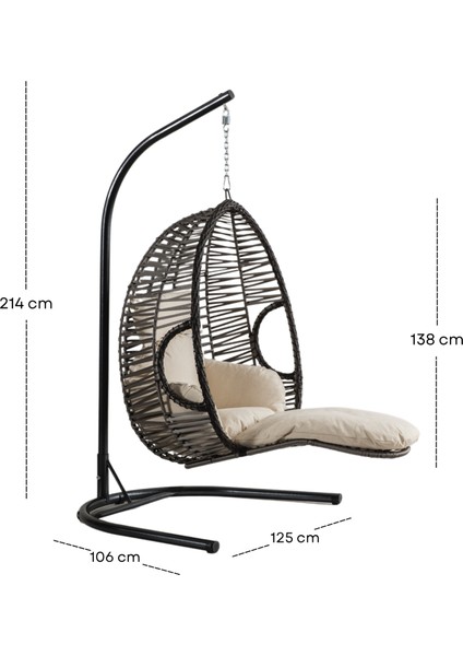 Max Bahçe Salıncağı - Gri Rattan Krem Minder fiyatları