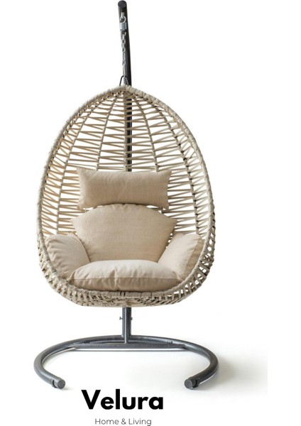 Class Bahçe Salıncağı - Krem Rattan Krem Minder