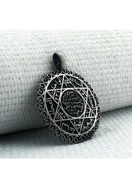 925 Ayar Gümüş Mührü Süleyman Işlemeli Kolye Ucu