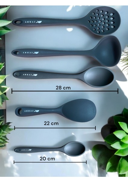 Isıya Dayanıklı Silikon Kevgir Kepçe Spatula Kaşık Seti (30-28-22-20 Cm) 6 Parça fiyatları