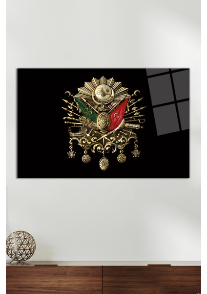 Osmanlı Devlet Tuğrası Cam Tablo, Modern Ev Ofis Dekoru, Hediyelik Duvar Dekorasyonu, Kırılmaz Cam