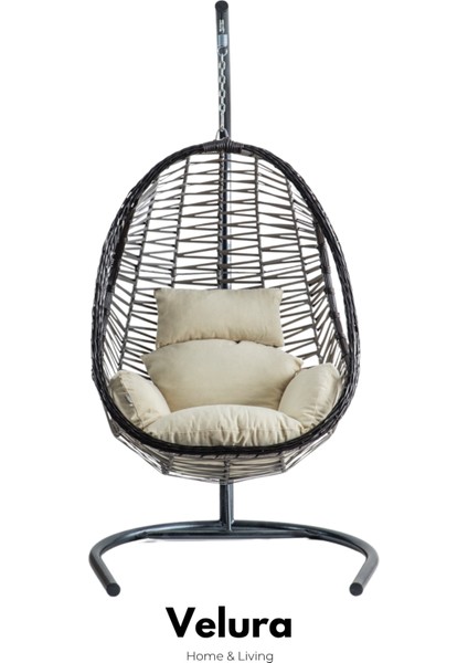 Cosmo Bahçe Salıncağı - Cappucino Rattan Krem Minder