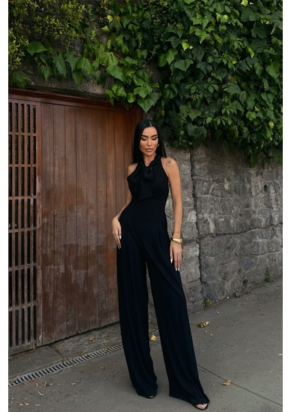 Siyah Rahat Kesim Bağlama Detaylı Tulum modelleri