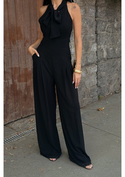 Siyah Rahat Kesim Bağlama Detaylı Tulum fırsatları