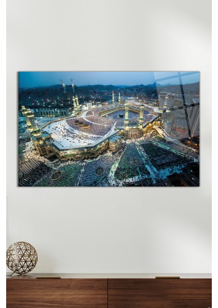 Kabe Kutsal Toprak Dini Manzara Cam Tablo, Modern Ev ve Cami Dekoru, Hediyelik Duvar Dekorasyonu