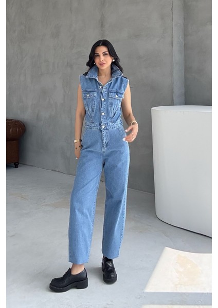 Mavi Balon Denim Tulum modelleri