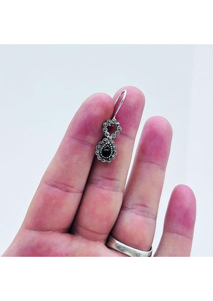 Zirkon ve Damla Model Oltu Taşı Işçilikli 925 Ayar Gümüş fiyatları