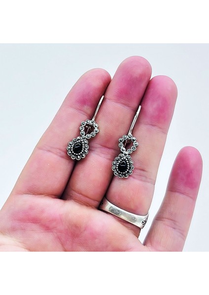 Zirkon ve Damla Model Oltu Taşı Işçilikli 925 Ayar Gümüş fırsatları