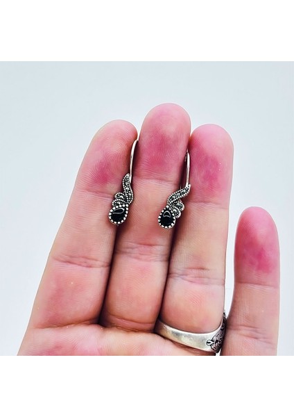 Damla Model Oltu Taşı Işçilikli 925 Ayar Gümüş Küpe modelleri