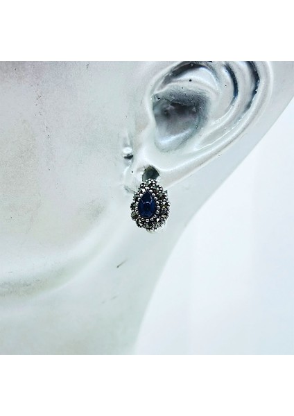 Damla Model Oltu Taşı Işçilikli 925 Ayar Gümüş Küpe fiyatları