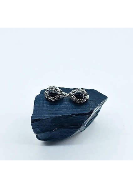 Damla Model Oltu Taşı Işçilikli 925 Ayar Gümüş Küpe fırsatları