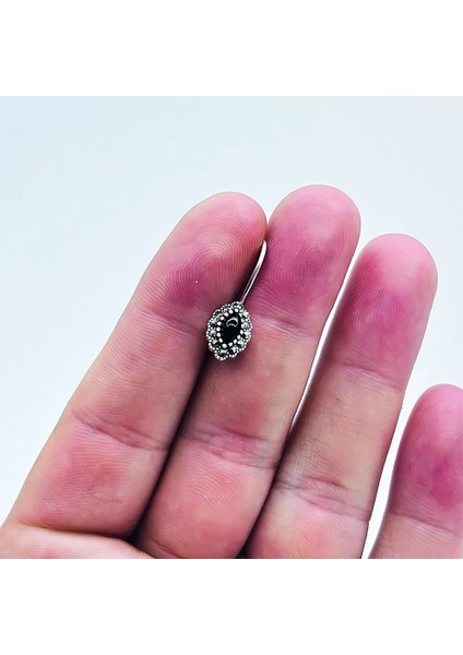 Zirkon ve Oltu Taşı Işçilikli 925 Ayar Gümüş Küpe fiyatları