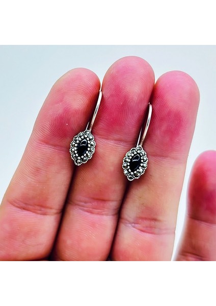 Zirkon ve Oltu Taşı Işçilikli 925 Ayar Gümüş Küpe modelleri