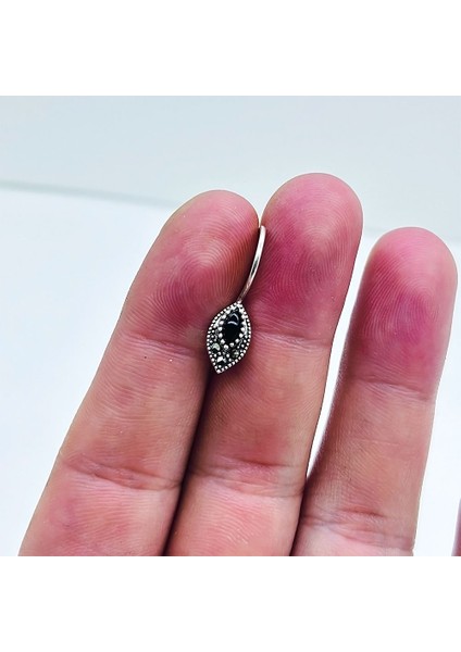 Zirkon ve Oltu Taşı Işçilikli 925 Ayar Gümüş Küpe fiyatları