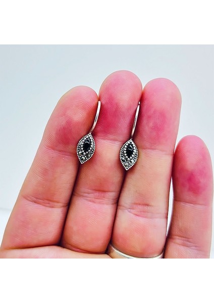 Zirkon ve Oltu Taşı Işçilikli 925 Ayar Gümüş Küpe modelleri