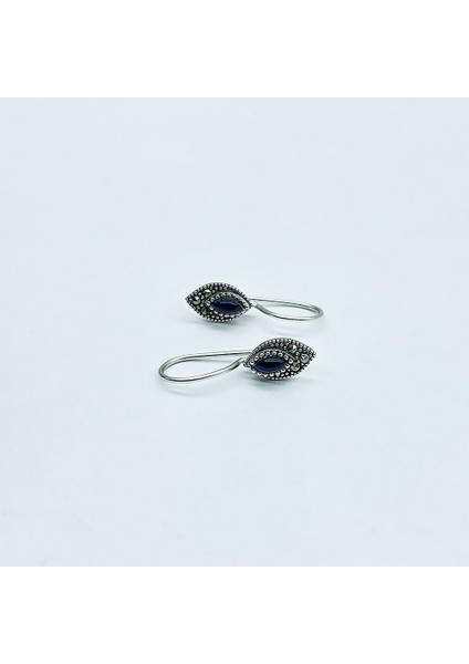 Zirkon ve Oltu Taşı Işçilikli 925 Ayar Gümüş Küpe fırsatları