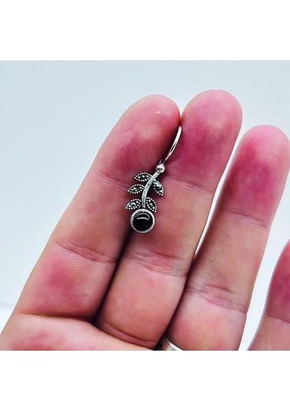 Gül Model Oltu Taşı Işçilikli 925 Ayar Gümüş Küpe fiyatları