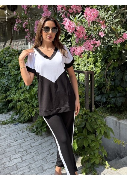 Kısa Kollu V Yaka Viskon Ikili Eşofman Takımı – Rahat Kalıp Iki Iplik Kumaş Spor & Günlük Kombin fiyatları