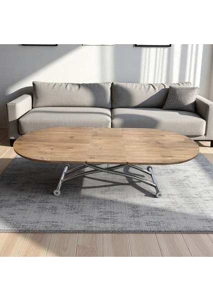 Ortadan Açılır Oval Akıllı Masa Mdf Tabla Krom Kaplama Ayaklı fiyatları
