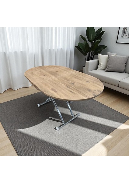 Ortadan Açılır Oval Akıllı Masa Mdf Tabla Krom Kaplama Ayaklı fırsatları