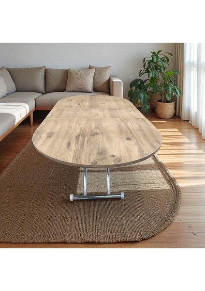 Ortadan Açılır Oval Akıllı Masa Mdf Tabla Krom Kaplama Ayaklı indirimleri