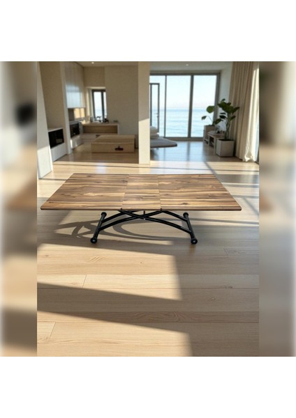 Ortadan Açılır Akıllı Masa Mdf Tabla Siyah Ayaklı modelleri