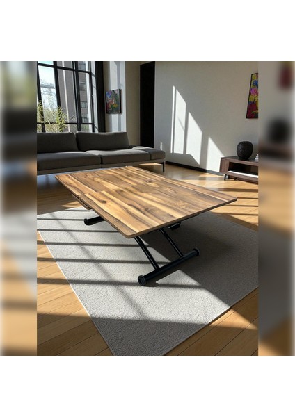 Ortadan Açılır Akıllı Masa Mdf Tabla Siyah Ayaklı