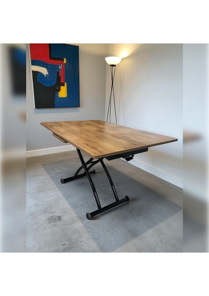 Ortadan Açılır Akıllı Masa Mdf Tabla Siyah Ayaklı fırsatları