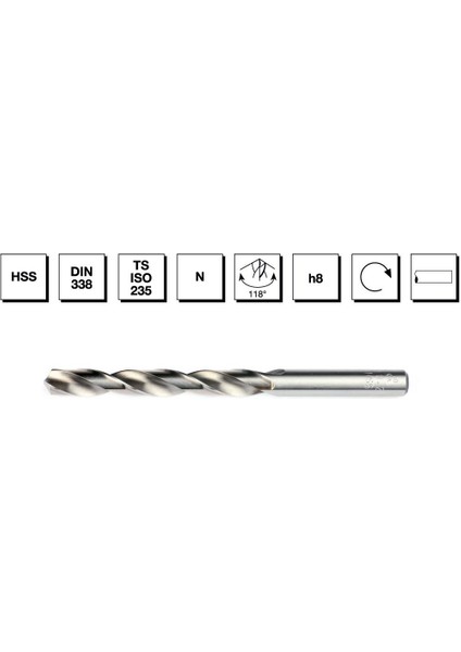 Hss Dın 338 Silindirik Saplı Kısa Matkap Ucu 22 mm - Taşlanmış