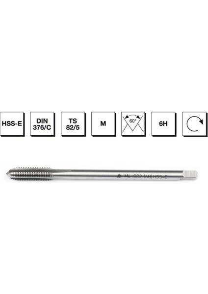 Hss - E Dın 376/C Metrik Normal Vidalı Düz Kanallı Makina Kılavuzu M20