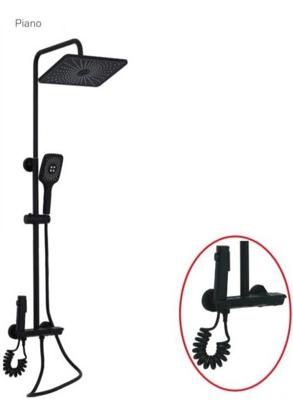 Piano Bataryalı Duş Seti Mat Siyah DP.100.MS