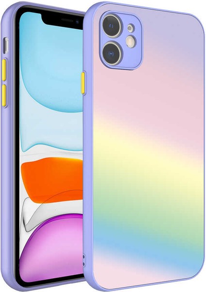 iPhone 11 Kılıf Kamera Korumalı Renkli Temperli Vlmr X-Cam Kapak-No7