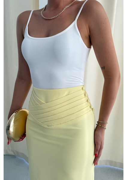 Sarı Kat Detaylı Kalem Etek fırsatları