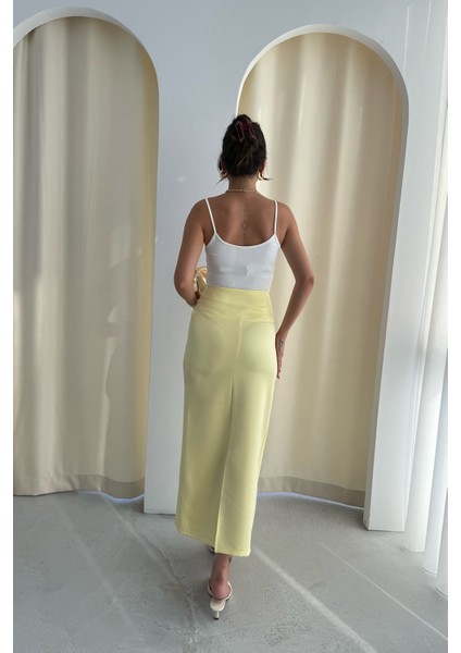 Sarı Kat Detaylı Kalem Etek indirimleri