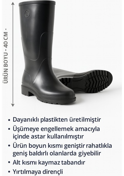 Arısan Siyah Uzun Konçlu Çizme – Astar Destekli, Kaymaz Tabanlı Çizme 40 cm Çakı Hediyeli !! fiyatları