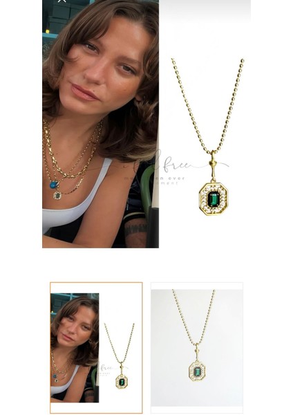 Serenay Model Yeşil Taşlı Zirkon Kolye