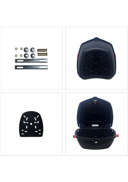 XT01-B 32 Litre Motosiklet Arka Çanta Siyah Parlak Su Geçirmez ABS Top Case Çift Kilitleme Üniversal indirimleri