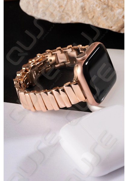 Armis Serisi Paslanmaz Çelik Kordon, Apple Watch Series SE/11/10/9/8/7/6/5/4/3 ile Uyumlu, 42MM/41MM/40MM/38MM, Gold modelleri