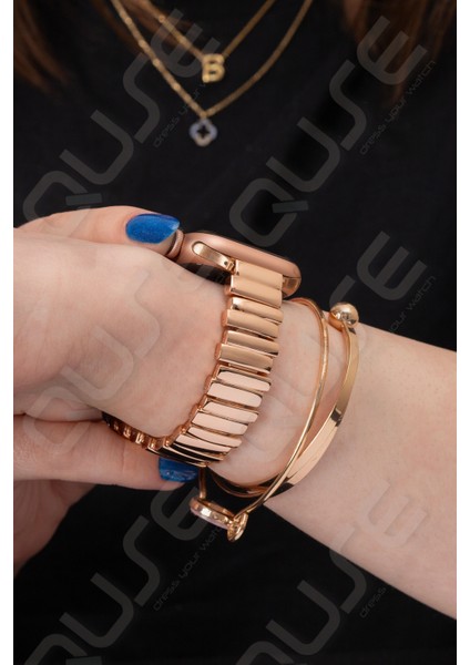 Armis Serisi Paslanmaz Çelik Kordon, Apple Watch Series SE/11/10/9/8/7/6/5/4/3 ile Uyumlu, 42MM/41MM/40MM/38MM, Gold fırsatları