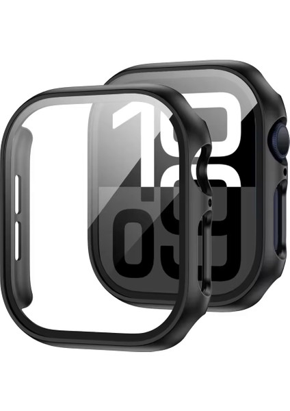 Kasa Koruyucu Kılıf, Apple Watch Series 10/11 42MM ile Uyumlu Ekran Koruyucu, Siyah